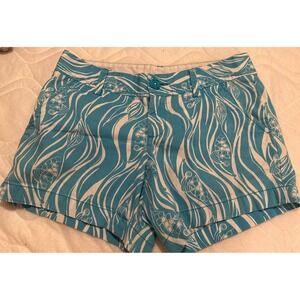 Callahan Short Women's Size 2‎ Turquoise White Patterned Cotton Casual